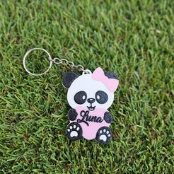 panda-1.jpeg STL file Panda bow heart key chain・3D print design to download