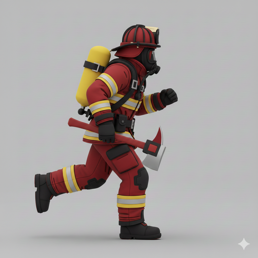 Running Firefighter Figure 3D model preview