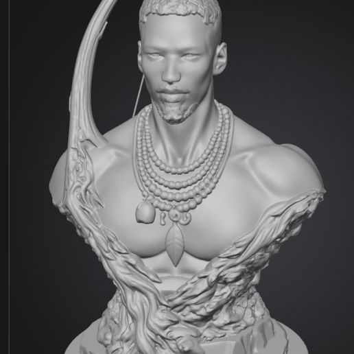 Orixá Odé (Oxóssi) Bust - Afro-Brazilian Spiritual Sculpture