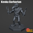 CULTS-PRINT-FILE-01.png Kenku / Aarakocra / Birdfolk Barbarian with Throwing Axes D&D Miniature - by 1ShotHeroes