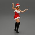 Girl-0002.jpg Fichier 3D Une jolie fille du Père Noël en robe de Noël prend la pose・Modèle imprimable en 3D à télécharger