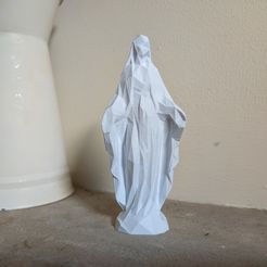 main.jpg Free STL file Virgin Mary Figurine [Low-Poly]・3D printer design to download