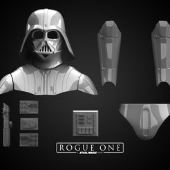 1.jpg STL file DARTH VADER ROGUE 1 ONE | HELMET | ARMOR | CHEST BOX | BELT SET | LIGHTSABER・Template to download and 3D print
