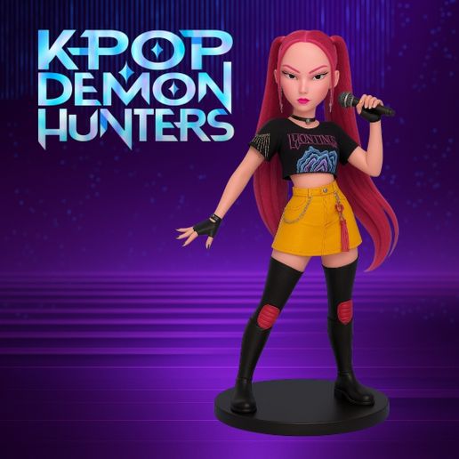 Mira – K-Pop Demon Hunters with base (STL) | 3D Printable Anime Spear Fighter Figure for FDM
