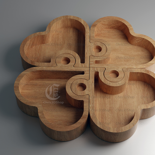1.png Herzförmiges Puzzle Tablett 4 Teile - 3D STL Datei und Vektor Dateien - Dxf, Svg, Eps, Pdf, Ai für CNC
