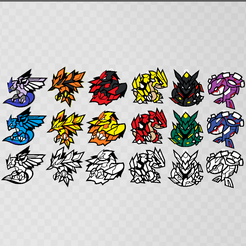 PokemonFullPack.png 18 llaveros Pokemon Aves Legendarias y Trio Creador