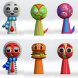 0p.png Sprunki Mercuy, Nom,Gekie,Mr Burger STL 3D Multicolore 3mf 3D Model Character Fanart