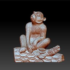 09monkey1.jpg STL-Datei monkey sculpture 3d model kostenlos・3D-druckbares Modell zum herunterladen, stlfilesfree