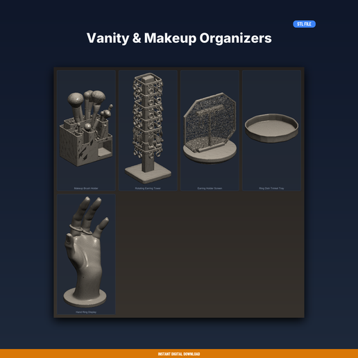 Vanity & Makeup Organizers - 5-Model STL Bundle