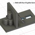 Wall-4_barrels.jpg Deck with a wall and 4 barrels on it for switch machine --- N Scale