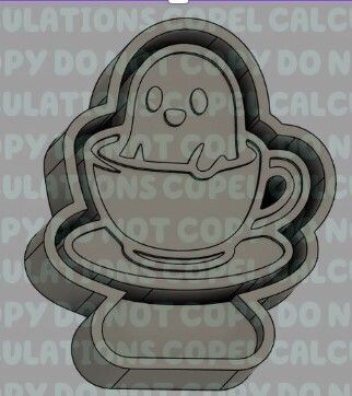 Ghost in Mug Silicone Mold Housing - 3D model önizlemesi