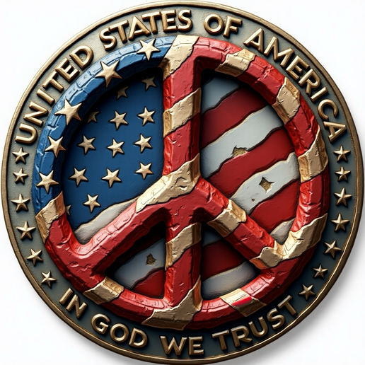 BE BRAVE LIVE FREE PEACE SIGN COIN (DOUBLE SIDED) 3D model