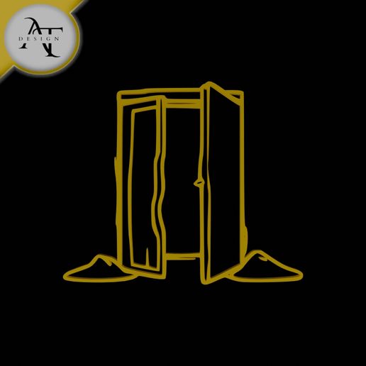 Ice door - Line Art - 2D Wall Art Decor 3D model