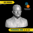 Theodore-Roosevelt-Personal.png 3D Model of Theodore Roosevelt - High-Quality STL File for 3D Printing (PERSONAL USE)