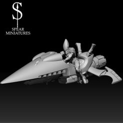 WindriderAd.jpg Файл STL Космический эльф-велосипедист с двойным кунаем-требушетом・3D модель для печати скачать