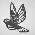 oiseau fleur.JPG STL file Wall decoration bird flower・Model to download and 3D print
