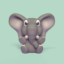Cod240-Sitting-Elephant-Cartoon-1.jpeg 3D-Datei Sitzender Elefant Cartoon・3D-druckbare Vorlage zum herunterladen