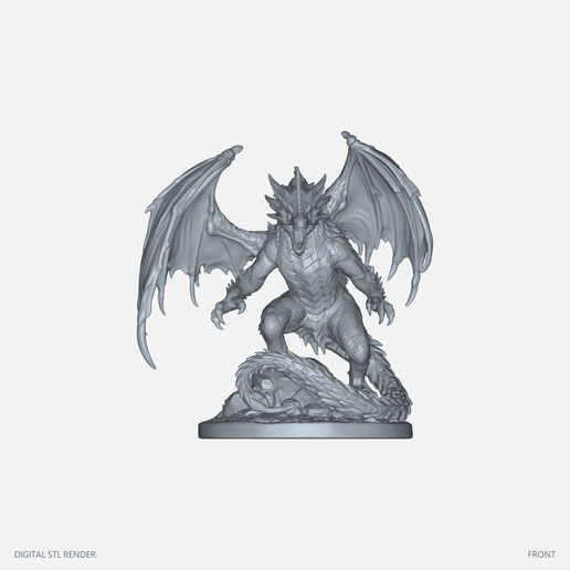 Winged Dragon Beast Statue – STL for 3D Printing