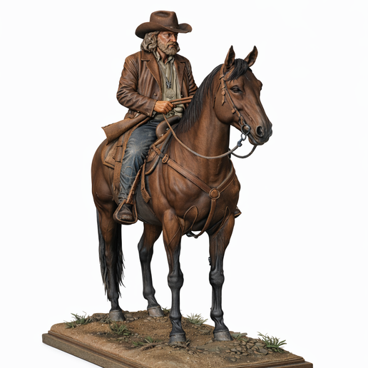 Western Cowboy on Horse - STL for 3D Print