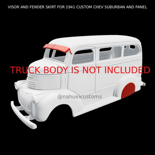 VISOR AND FENDER SKIRT FOR 1941 CUSTOM CHEV SUBURBAN AND PANEL 3D model