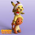 1.jpg 3D file Pikachu and Charmander Christmas・3D print object to download