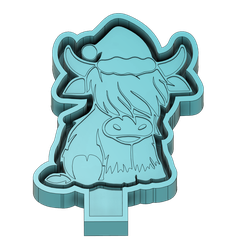 highland_cow_santa_v2.png STL file Highland Cow Santa Freshie Mold v2・3D printing model to download