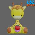 GIRAFFE-07.jpg Файл STL Солнечный милый Жираф с подсолнухами, розами и большим сердцем для печати на месте без опор・Шаблон для 3D-печати для загрузки