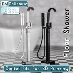 NEW_Floor_Shower.jpg STL file Freestanding bathroom faucet in 1:12 scale. Dollhouse miniature modern floor standing Faucet and Shower in the bathroom・Model to download and 3D print