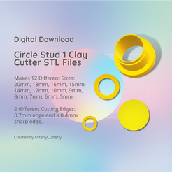 Cover-7.png 3D file Stud Micro Circle Clay Cutter - STL Digital File Download- 12 sizes and 2 Cutter Versions・3D printable model to download