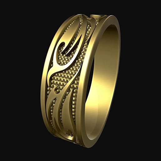 Rings with flame ornament 3D model
