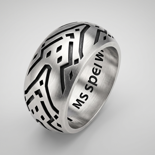Cyberpunk Circuit Board Pattern Dome Ring