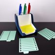 IMG_3199.jpg STL/3MF files for Sticky Notes Organizer with stencils and pen holder. Desk organizer.