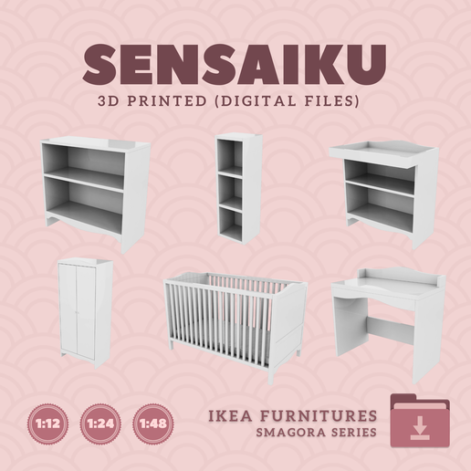 70.-SMAGORA-Series.png Miniature Replica SMAGORA Furniture Series for Miniature Dollhouse - IKEA - 3D Print Instant Download