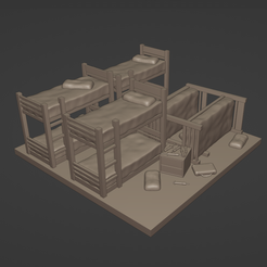 dormitory1.png STL file Dormitory model for boardgame Alone fan art・3D printing design to download