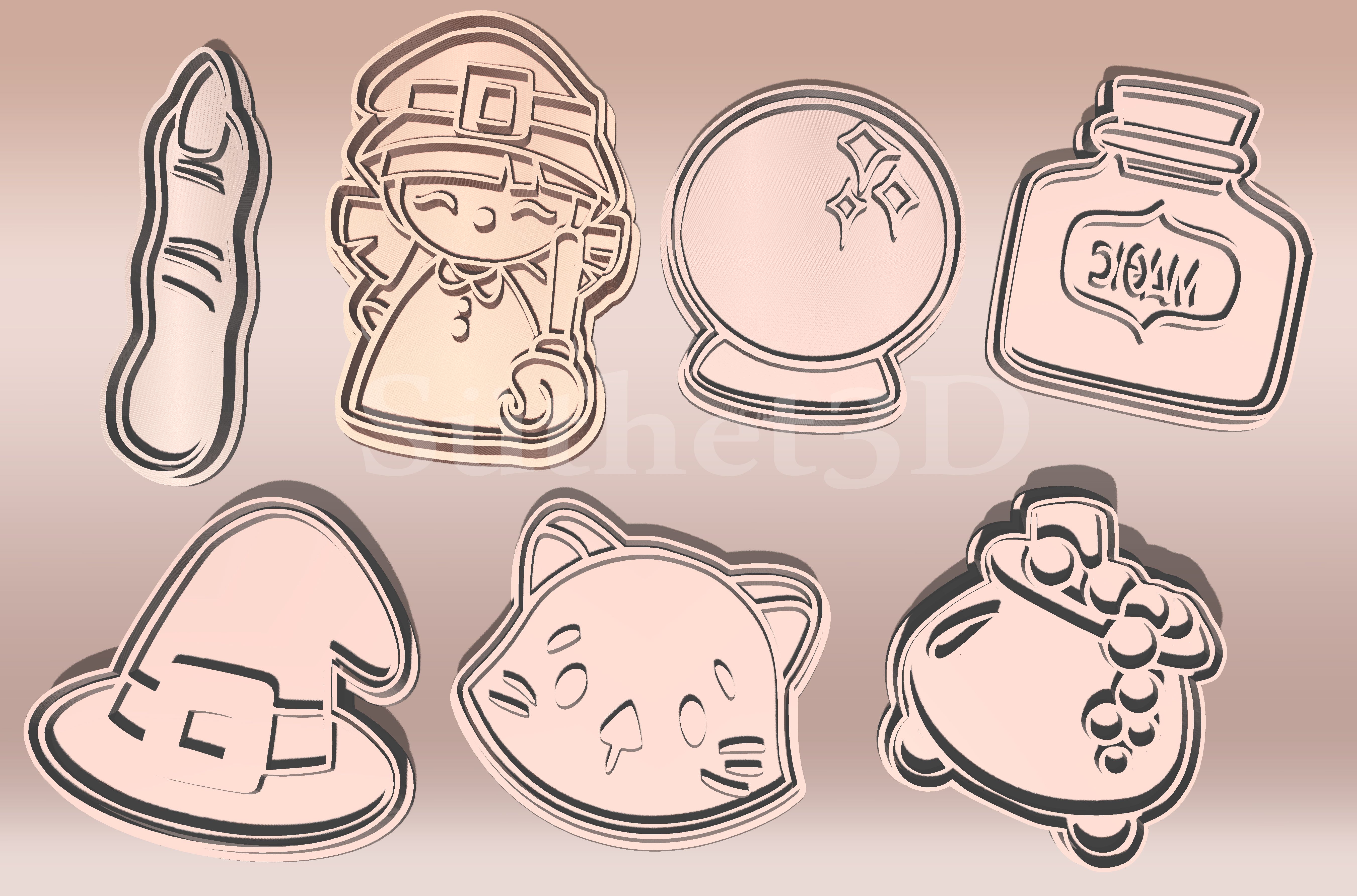 STL file Halloween Cookie Cutter Set 7 pcs・Design to download and 3D ...