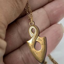 infin-shape-pendant-1.jpg STL file Infinity Pendant Ancient Necklaces Pharaonic Inscriptions・3D printing idea to download