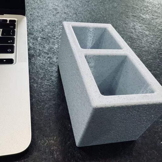 Mini Concrete Block Organizer | Wabi-Sabi Desk Setup | Succulent Planter & Stacking Toy | Pre-configured 3MF