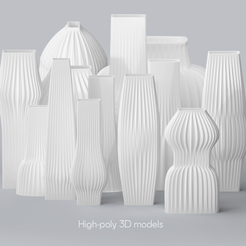 E_All_Renders-2.png STL file Niedwica Vase Set E_1_13 | 3D printing vase | 3D model | STL files | Home decor | 3D vases | Modern vases | Floor vase | 3D printing | vase mode | STL Vase Collection・Design to download and 3D print