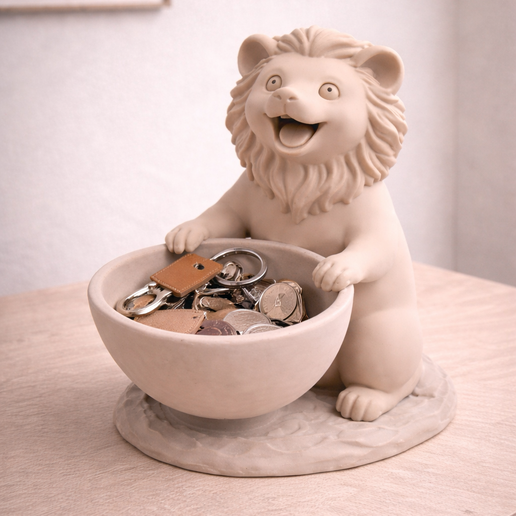 Decorative Bowl Organizer with Lion – Entryway Key Holder STL – Catchall Tray with Lion – 3D Printable Home Storage Decor