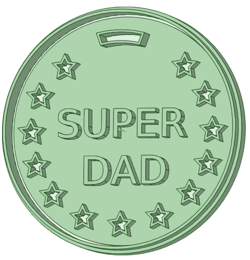 Super Dad cookie cutter medal - 3D model önizlemesi