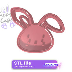 Easter-rabbits-little-face-cookie-cutter.png Easter rabbit little face cookie cutter STL file