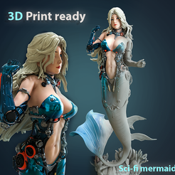 Preview.png Sci-FI Mermaid - 3D print ready - 3D print model