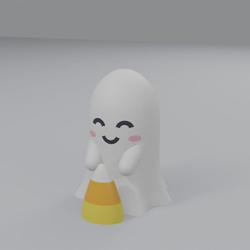 Candy Corn Ghost - Cute Kawaii Halloween Ghost Figurine, Smooth, Multicolour, No Supports - STL + 3MF