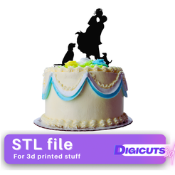 Cake-Topper-Couple-with-2-dogs-T5-3.png Cake Topper Couple with 2 dogs STL
