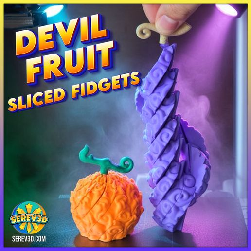 😈 Devil Fruit Fidget Pack - Gomu Gomu & Mera Mera Sliced Spinner