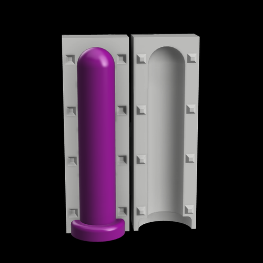 40mm X 185mm Pegging Dildo and Two-Part Mold STL File for Cults