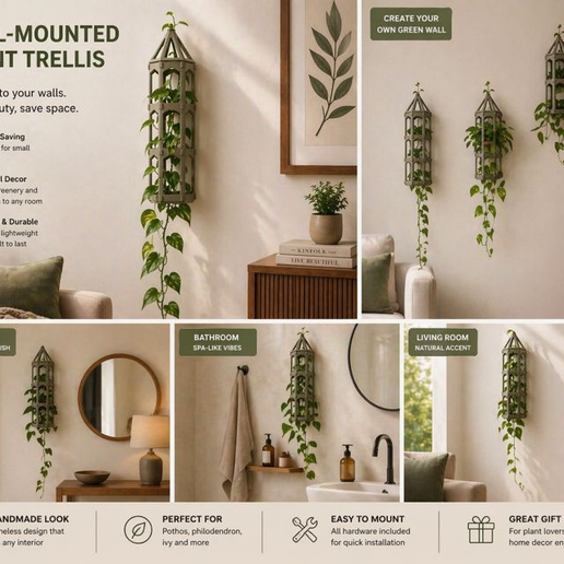 IMG_2046.png Modular Wall Plant Trellis STL | Climbing Vine Support System modern decor