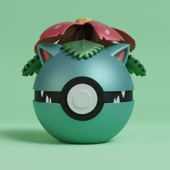 pokeball-venusaur-render.jpg Archivo STL Pokemon Venusaur Pokeball・Modelo de impresión 3D para descargar