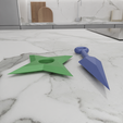 HighQuality1.png 3D Ninja Star and Knife with Stl Files and Gift for Him & Throwing Knife, 3D Printing, Throwing Star, One of a Kind, 3D Printed, Star Design
