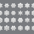 SF_Renders_2.png 3D Snowflake Set of 24  STL Files for 3d Printing DiY Printable Сhristmas Décor Model Christmas Snowflake STL 3D File